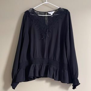 Black lace detail boho shirt